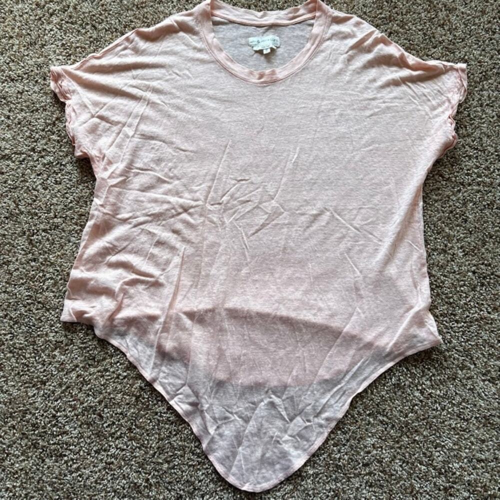 Lou & Grey for Loft Pink 100% Linen Front Knot T-Shirt Sz M Minimalist
